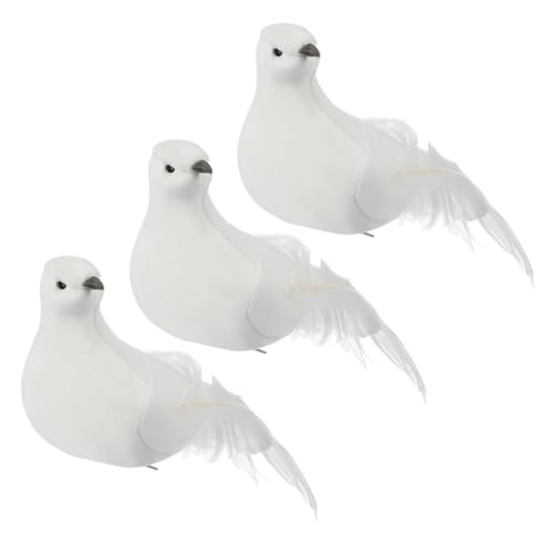 GRIRIW Estatuas de Paloma Clip para Decoración de Guirnaldas y Fotografía – Set de 3 Palomas de Simulación Plumas para Eventos y Navidad