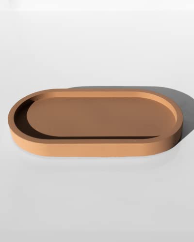 Janet Gwen Clay Concrete Oval Tray | 3.75" X 7" X 0.5" Stone Bathroom Accessories Small Vanity Tray Trinket Tray Catchall Tray Key Tray Jewelry Dish #TOP3