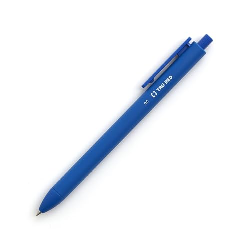 Image of TRU RED Retractable Gel Pens, Fine Point 0.5mm, Blue Ink, 5 Pack - Quick‑Dry Pens for Precise, Smear‑Free Writing
