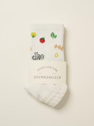 Image of Shapes Studio Half Calf Grip Socks, Cute Fruit Pilates Socks, Ruffle Socks, Non-Slip for Barre Yoga