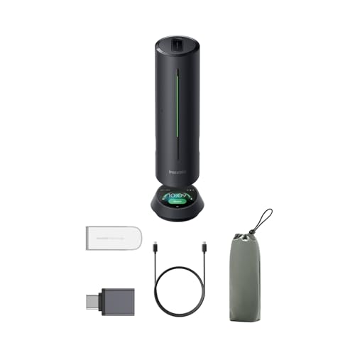 Insta360 Wave Nero grafite: Vivavoce IA, Bluetooth, Registratore vocale, 8 microfoni con Cancellazione del Rumore e Beamforming, Certificazione Zoom, Trascrizione e Riepiloghi IA in 99 Lingue, 32 GB