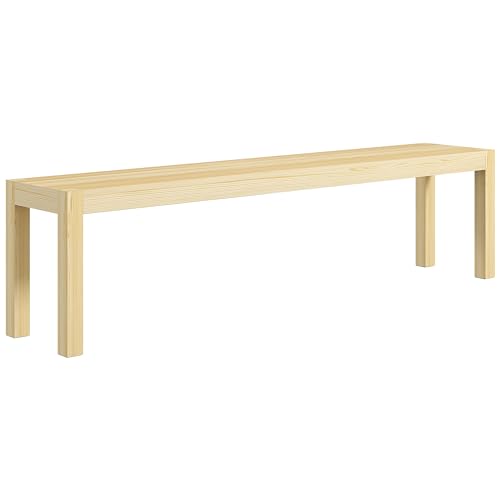 HOMCOM Sitzbank 3-Sitzer Holzbank Essbank bis 330 kg belastbar Küchenbank im Landhaus Design Esszimmerbank Sitzbänke für Flur Eingang Küche Esszimmer Holz 175 x 33 x 45 cm, Natur
