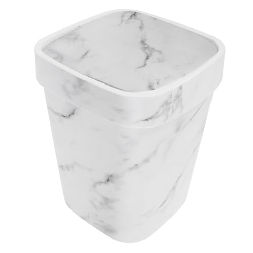 Caneca de basura con tapa basculante diseño mármol blanca
