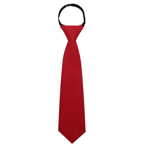LHXzizizi Boys Tie Adjustable Pre-tied Ties for Boys Kids Aged 5-12 for School Wedding Party Uniforms Graduation Banquet Prom (Red)