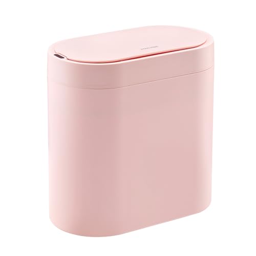 Poubelle automatique en plastique rose au design épuré pour intérieur moderne