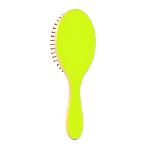 蛍光イエロー木製ヘアブラシ 痛くない くしヘアブラシ 男性用
