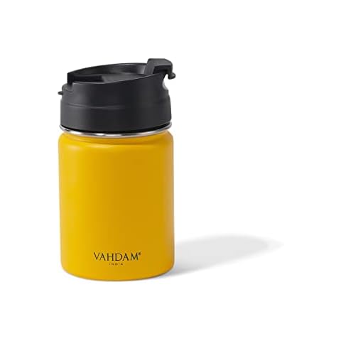 Botella térmica de acero inoxidable (260ml) | Vasos Térmicos Amarillos | Termo para Bebidas Calientes/Frías | Botella ECOLÓGICA Y REUTILIZABLE Cover
