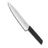 VICTORINOX(ビクトリノックス) 牛刀包丁 食洗機対応 精密なストレートエッジを備えたカービングナイフ 22cm ブラック 料理全般に使える万能なナイフ シェフナイフ スイスモダン 6.9013.22B