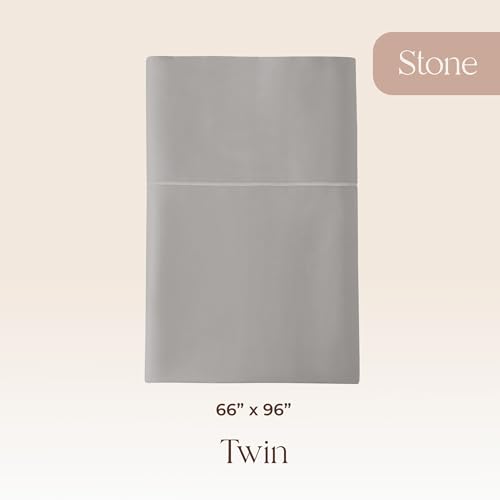 Image of Certified Organic Twin Flat Sheet Only - 100% Organic Cotton Top Sheet with Luxurious Soft and Breathable 300 Thread Count Sateen Weave Finish - GOTS & Fairtrade Certified (Stone, Twin)