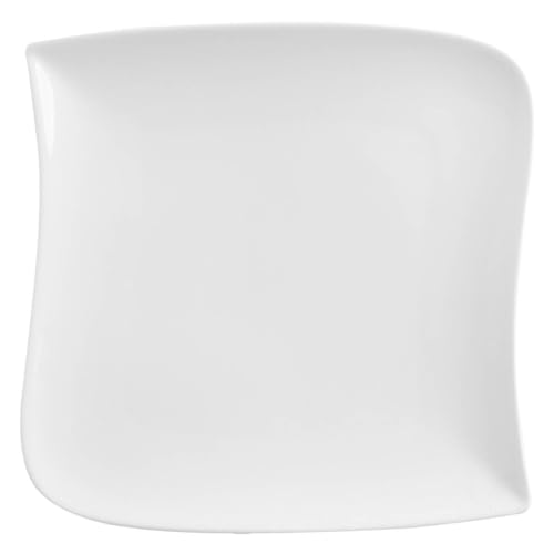 Secret de gourmet - Lot De 6 Assiettes à Dessert Carrées Design Vague - 21 Cm X 21 Cm - Porcelaine