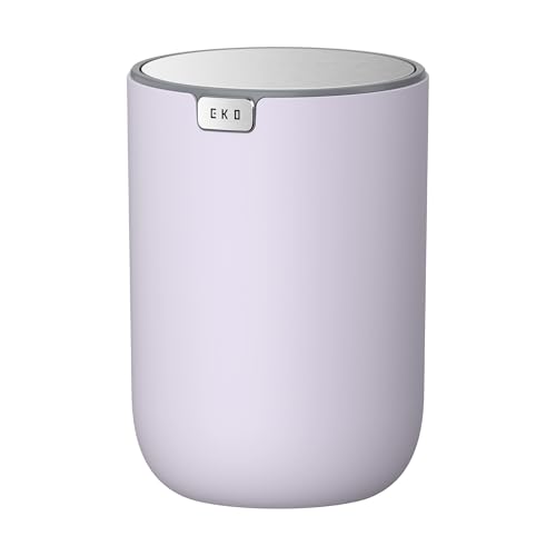 Image of EKO Fandy 0.4 Gal /1.5L Mini Tabletop Trash Bin with Swing-Lid, Desktop Trash Can for Bathroom Countertop, Vanity, Coffee or Office, Small Garbage Bin (Lavender)