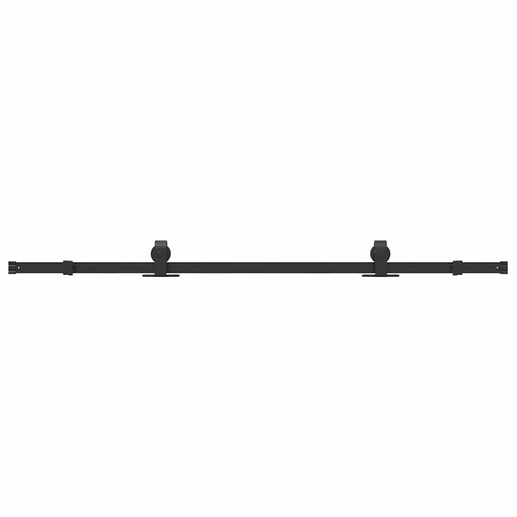 (183 Cm) Vidaxl Sliding Door Hardware Kit 213 Cm Steel Black Sliding Door Hardware 8721102849275