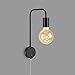 Briloner Leuchten 2086-015 - Lámpara de pared con enchufe, interruptor basculante, 1 bombilla E27 máx. 10 W, metal, color negro