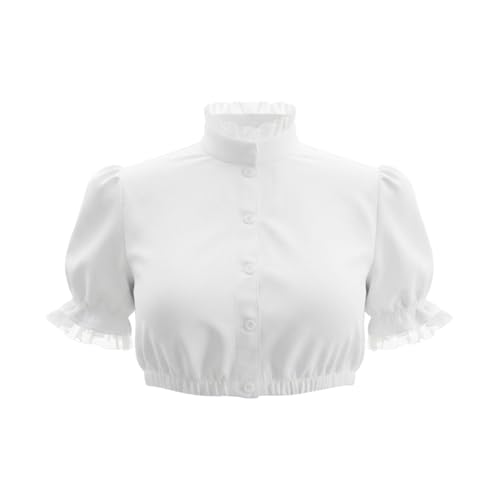 Blusa tirolesa de cuello alto con acabados tradicionales de alta costura 4