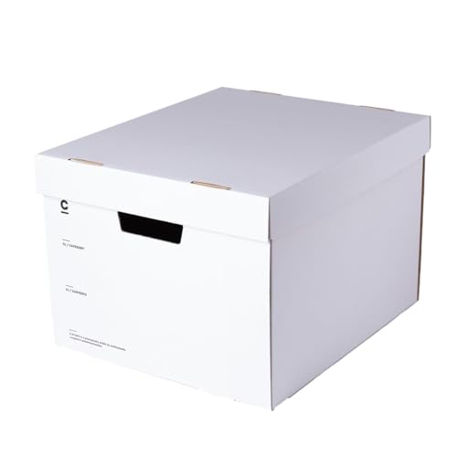 C STUDIO Studio Boxes, White, Set of 3, Medium, Lid Storage Box, Document Storage Box, Document Storage Box, Cardboard