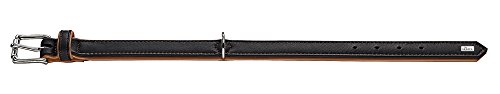 Hunter 43689 Halsband für Hunde Canadian Elk 40 nickel_Elchleder schwarz/Elchleder cognac, 29-35 cm