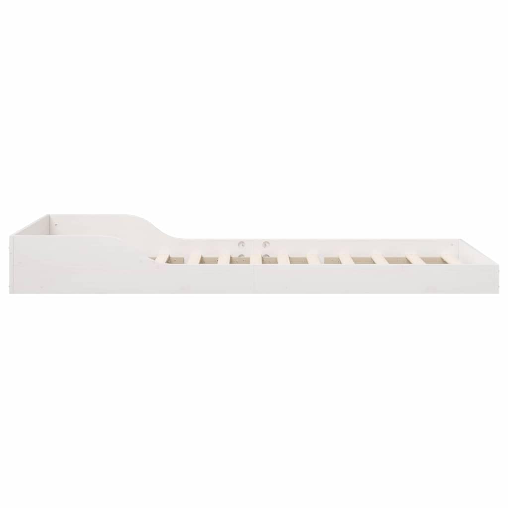 White Solid Pine Wood Bed Frame 80 x 200 cm, Single Bed Frame for Bedroom, modern Design, Sturdy Platform Bed for Mattress, compact Size, Easy Care