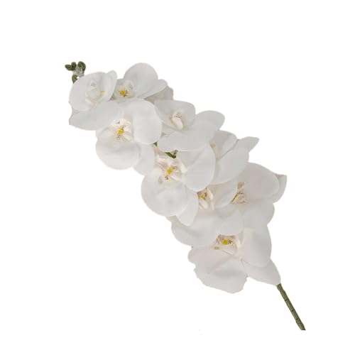 rowen homes Artificial Faux Orchid Flower Single Stem - Realistic White Orchid Bouquet, Floral Arrangement for Wedding, Party or Home Decorations - Luxury Interiors