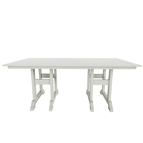 Westintrends Malibu Outdoor Dining Table For 6, All Weather Poly Lumber Adirondack 71" Trestle Long Dining Table With Umbrella Hole, Sand #TOP3