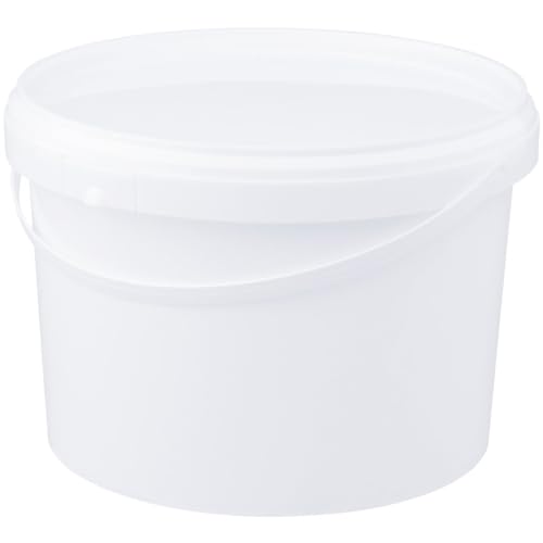 Jerrycanshop seau avec couvercle, 3 l, 100 % étanche à l'air et aux liquides, convient à un usage alimentaire, seau de stockage en plastique avec anse,...