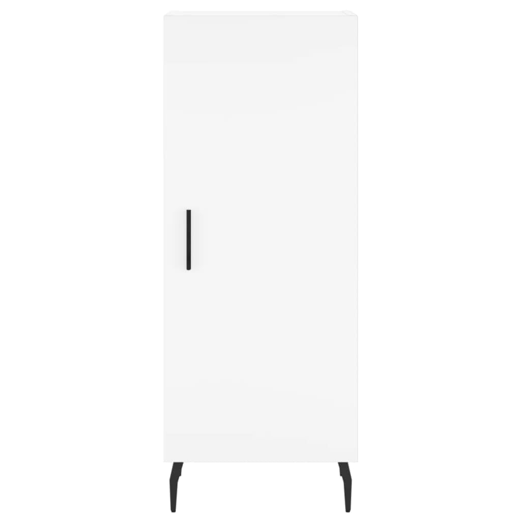 Armadietto alto, bianco, 34,5 x 34 x 180 cm, in legno con piedini in metallo, per soggiorno, sala da pranzo, corridoio, camera da letto, cucina, ufficio, portaoggetti e organizer