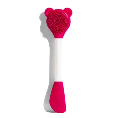 Image of Gleva Double-Headed Facial Massage Brush, Deep Pore Cleansing, Skin Exfoliator Brush, Face Mask Mud & Clay Applicator, Lips Face Cleansing, Cosmetic Tools (Rose),Silicone Facial Brush