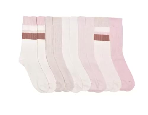 Lucky Brand Women's 6-Pack Exceptionally Soft Boot Style Socks, Rose/Cream/Multicolor, Size 5-10, Calf-Length, Waffle Knit, Ribbed Cuff4