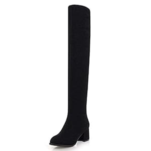 Winter Over De Knie Laarzen, Stretch Suede Vamp Fleece Voering Slip Op Puntige Teen Vrouw Lange Laarzen Voor Het…