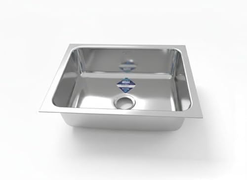Image of NIRALI Kitchen Sink 21 inchx 18 inch 304 Heavy Duty Stainless Steel | Single bowl Sink Round Coupling | Rust & Stain Resistant | MattFinish | Minimizes Sound Orbis Kitchen SInk (SS-304) (Matt, 21 inchx 18 inch x 8 inch)