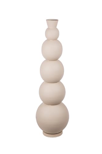 Casablanca Deko Vase groß Bodenvase modern XL aus Eisen - Wohnzimmer Dekoration Vase für Pampasgras Blumen - Farbe: Beige - Grau Höhe 76 cm