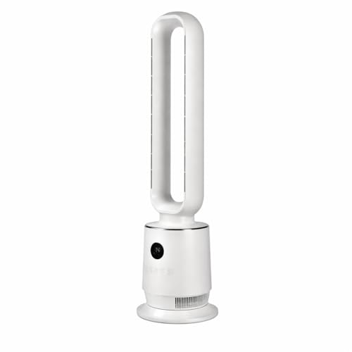 Max Star - Ventilador de Torre sin Aspas 50W con Pantalla LED de Temperatura, Silencioso con Mando a Distancia, 3 Velocidades, Oscilación 80°, Temporizador 12H, 85 cm de Altura para Hogar y Oficina