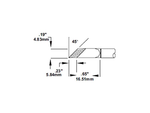 Image of Metcal SMTC-0173 Series SMTC Hand Soldering Rework Cartridge for Temperature Sensitive Application, 357C Maximum Tip Temperature, Knife, Wide Tin Length, 4.8mm Tip Size, 16.51mm Tip Length