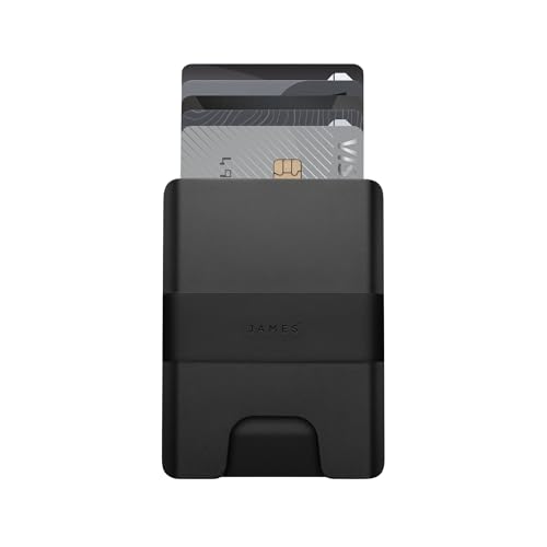 JAMES° The Lowe Minimalist CNC-Machined Aluminum Men's Wallet, Naturally RFID-Blocking, Simple, Clean, Slim - Black + Black
