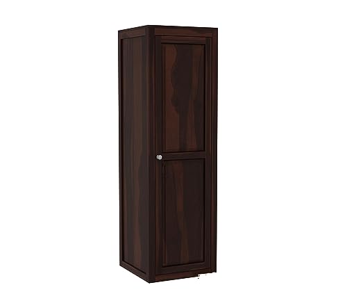 Image of Sheesham Wood Wooden Single Door Wardrobe Organizer for Clothes | - Solid Wood Almirah with 5 Shelves - Cupboard for Large Bedroom (Design 14)