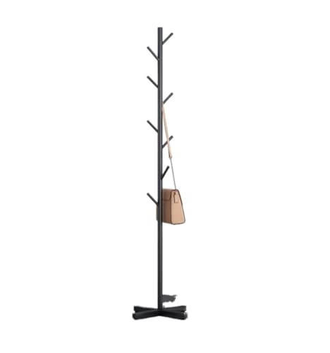 Porte-manteau arbre doré en métal avec base croisée stable