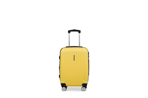 TRAVEL ONE Maleta ABS tamaño cabina, amarillo, BAGAGE DE TAILLE CABINE 55CM, VALISIS RÍGIDA Y EXTENSIBLE CON UN PARE DE RUEDAS MULTIDIRECCIONALES SILENCIOSAS