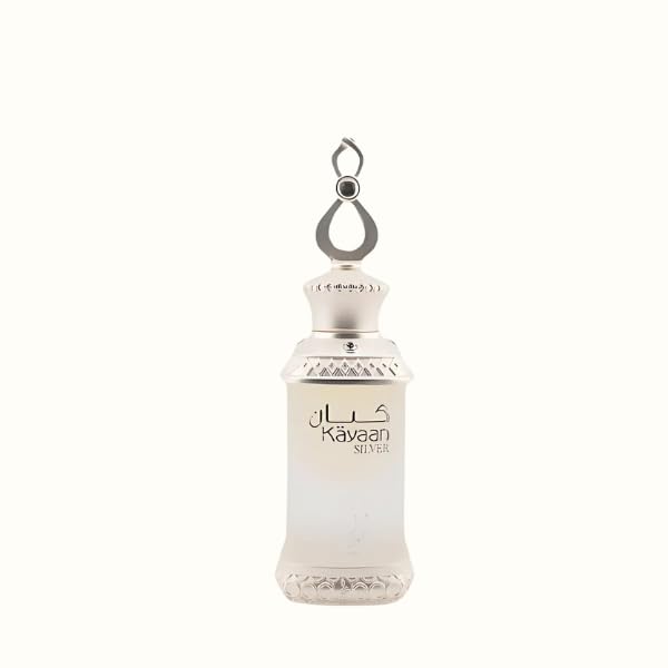 KAYAAN SILVER - Aceite de perfume Khadlaj Perfumes de 20 ml, lujoso aceite de fragancia de lavanda, cardamomo y haba tonka para un aroma atemporal y cautivador