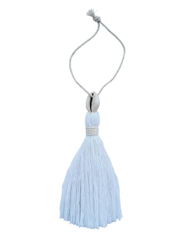 Image of Zippy Flora Handmade Cotton Tassels with Cowrie Shells for DIY & Crafts Project, Pack of 10 (White)