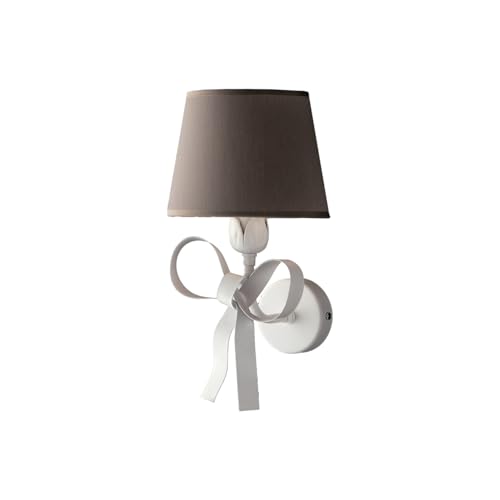 Applique Classico Provenzale Bianco Shabby Con Paralumi Tortora 1 Luce Lucy