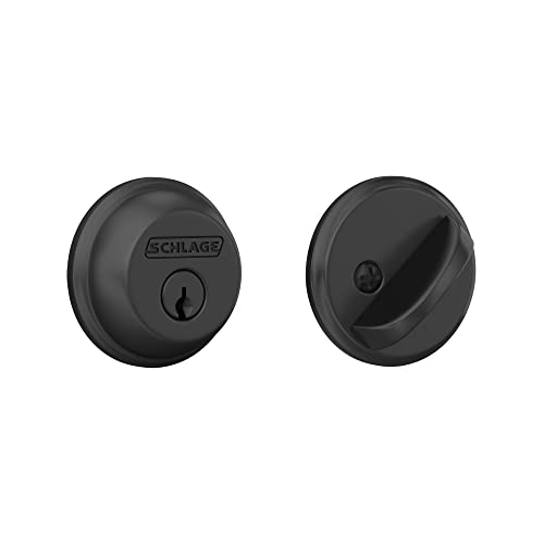 Image of Schlage B60 N 622 Deadbolt, Keyed 1 Side, Highest Residential Security, Matte Black