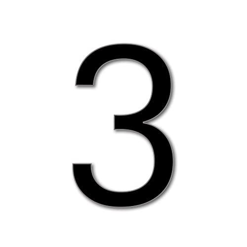 JustHouseSigns Numéro de maison 3 FUTURA en 3 tailles (15, 20, 25 cm) moderne flottant en acrylique avec fixations faciles à voir, couleur : noir, taille : 15 cm / 150 mm Cover