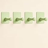 4 Pcs Amoichic Hook Set Modern Hotel Style Hooks for Bathroom Kitchen Easy Installation Hanging Robes Coats Hats for Home Spa Commercial Use (Green)