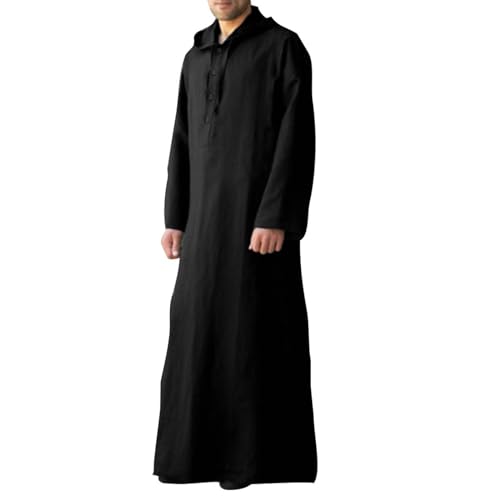Generic Caftans for Men Long Sleeve Kaftan Thobe V Neck Men Thobe with Pocket Big and Tall Kaftan Muslim Men Thobe