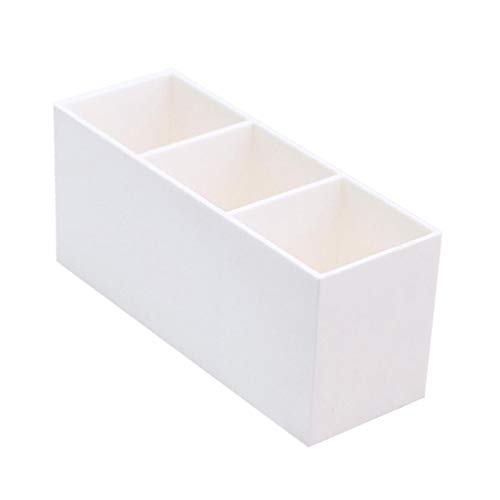 perfk Pot de Fleurs Vase Pot à Pen Rangement Organisateur de Bureau Maquillage Holder Brush Support Pinceau de Maquillage à 3 Fentes, Blanc