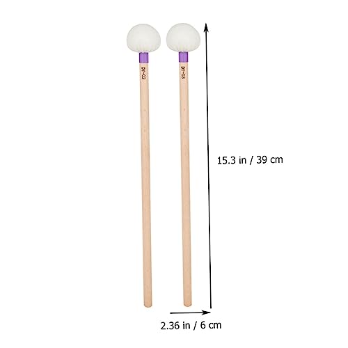 2 piezas de baquetas para batería con mango de madera y punta de fieltro morado para instrumentos de percusión profesionales miniatura 4
