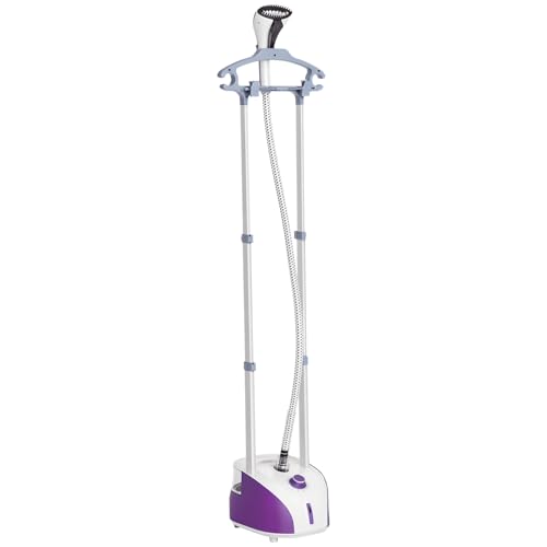 HOMCOM Plancha 1950W 2 L Plancha de Vapor Vertical con Temperatura Ajustable en 11 Niveles y Barra Telescópica Centro de Planchado Vertical para Hogar Oficina Púrpura