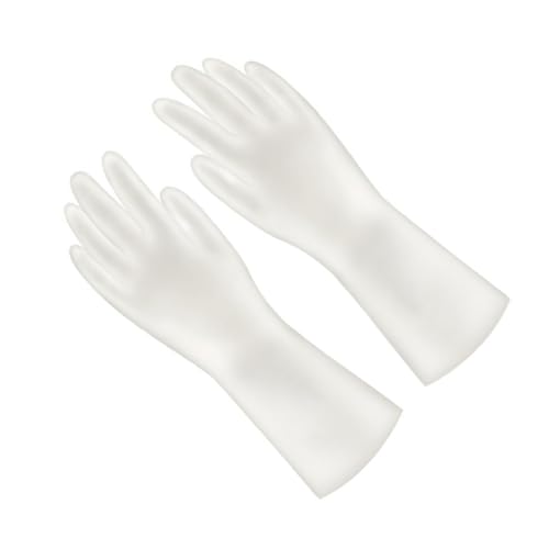 CHILDWEET 4 Paar Latex Handschuhe Küchenhandschuhe Gummihandschuhe Spülhandschuhe Mittel Küchenreinigungshandschuhe Hausarbeitshandschuhe Toilettenhandschuhe Stulpe Weiß