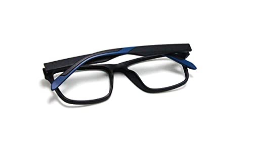 Óculos Armação De Grau Retangular Masculina Com Molas Nas Hastes Jc-1006 Cor: Preto-Azul