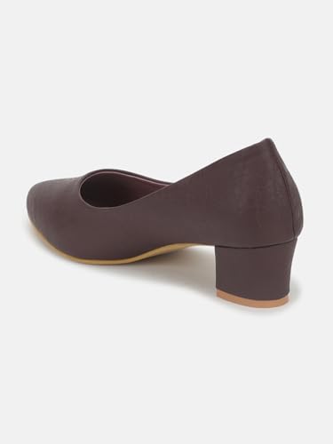 Image of Marc Loire Women's Textured Block Heel Pump Shoes for Office, Party and Formal Occasions