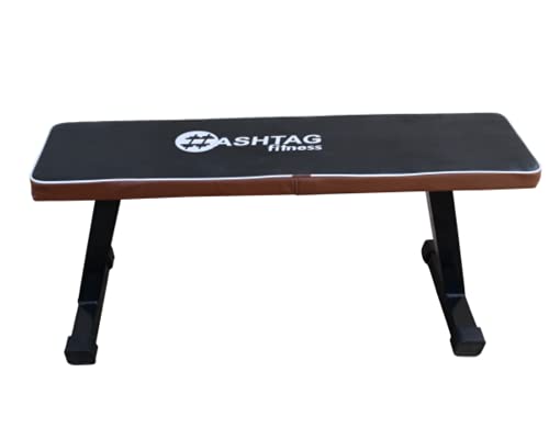 Image of HASHTAG FITNESS Heavy Duty Flat Bench for Home and Gym Exercise Purpose, Benches for Men, Women, Boys and Girls, Gym equipments for Home